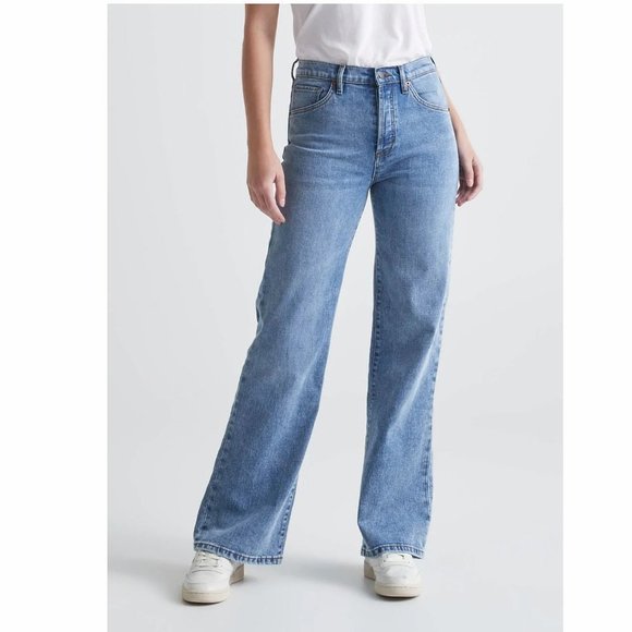 DU/ER Women's Jeans Midweight Denim Wide Leg High Rise Button Fly - Picture 2 of 9